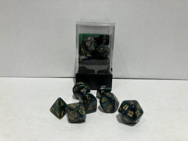 Chessex Mini 7-Die Set: Scarab Jade/Gold